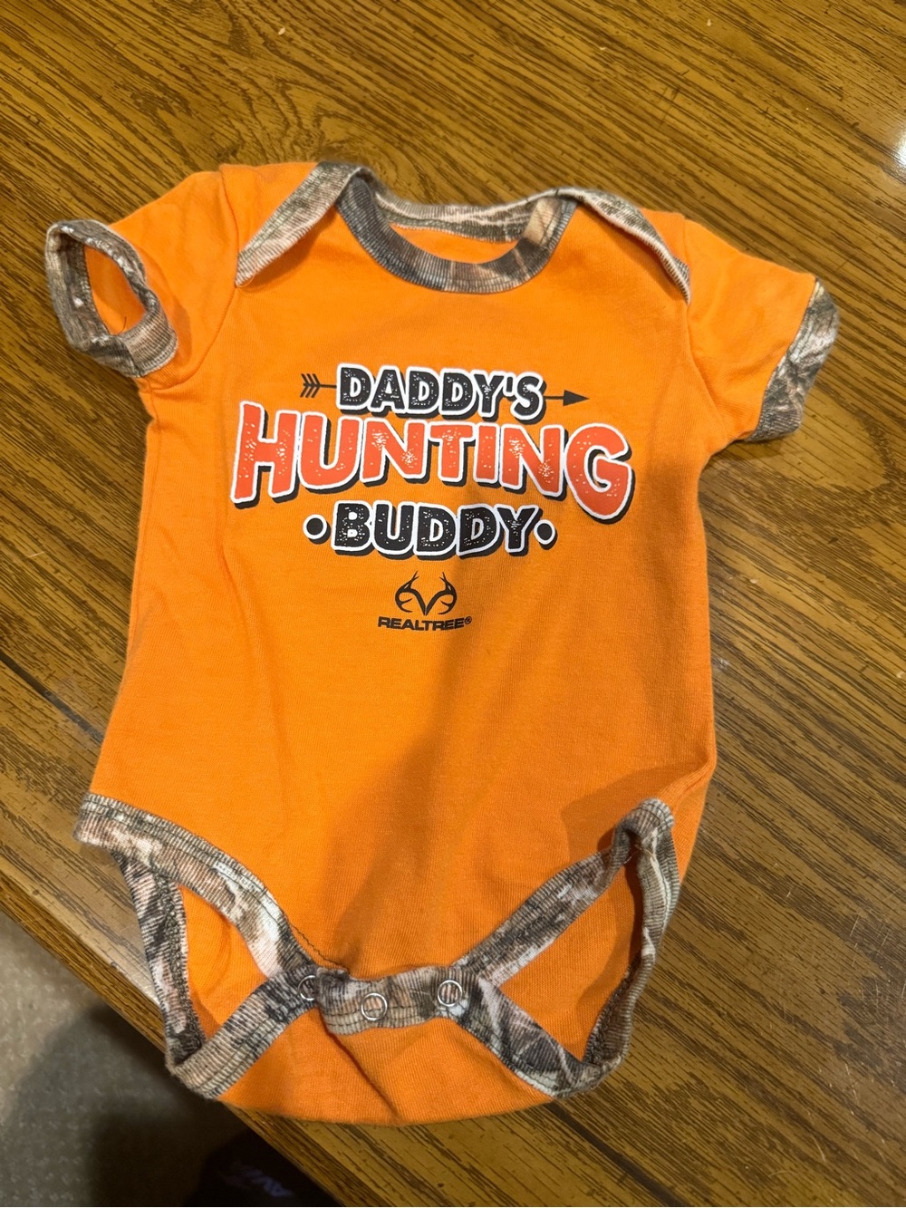 6 for $10 Daddy's Hunting Buddy Realtree Orange Baby Onesie